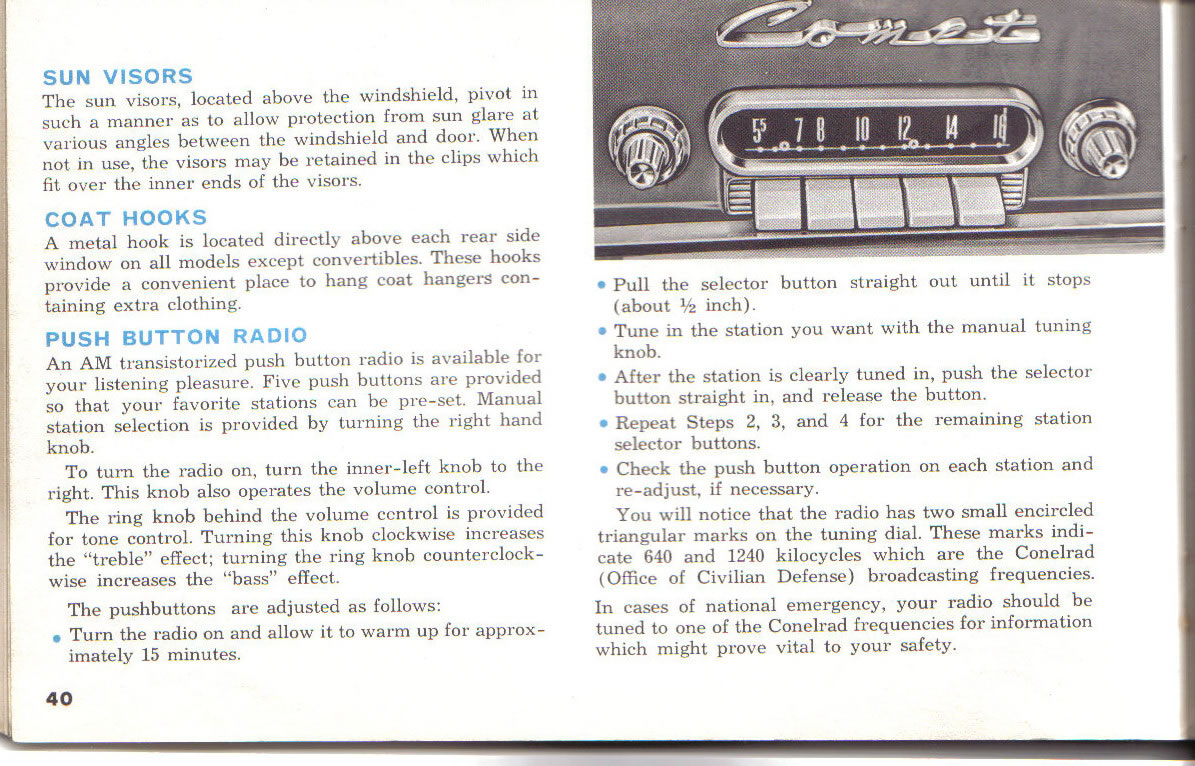 1963 Mercury Comet Owners Manual Page 50